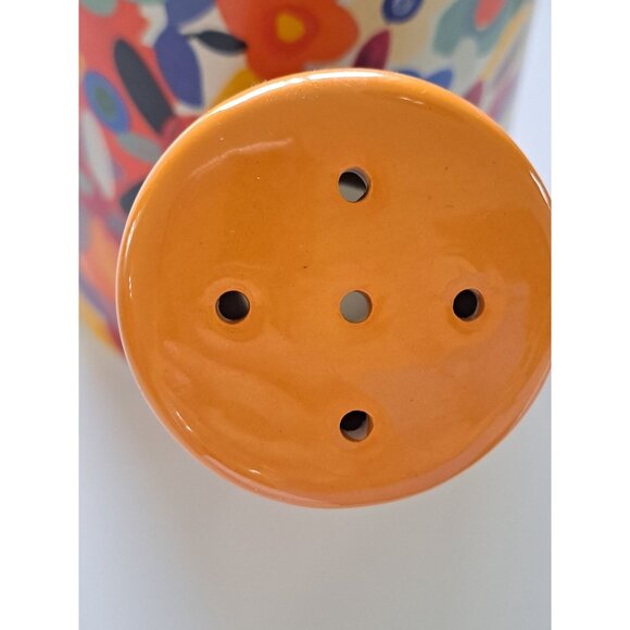 MacKenzie-Childs Avant Garden Watering Can 8" Ceramic Floral & Striped Design - Picture 11 of 11